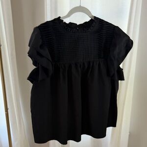 SHEIN Black Ruffled Blouse